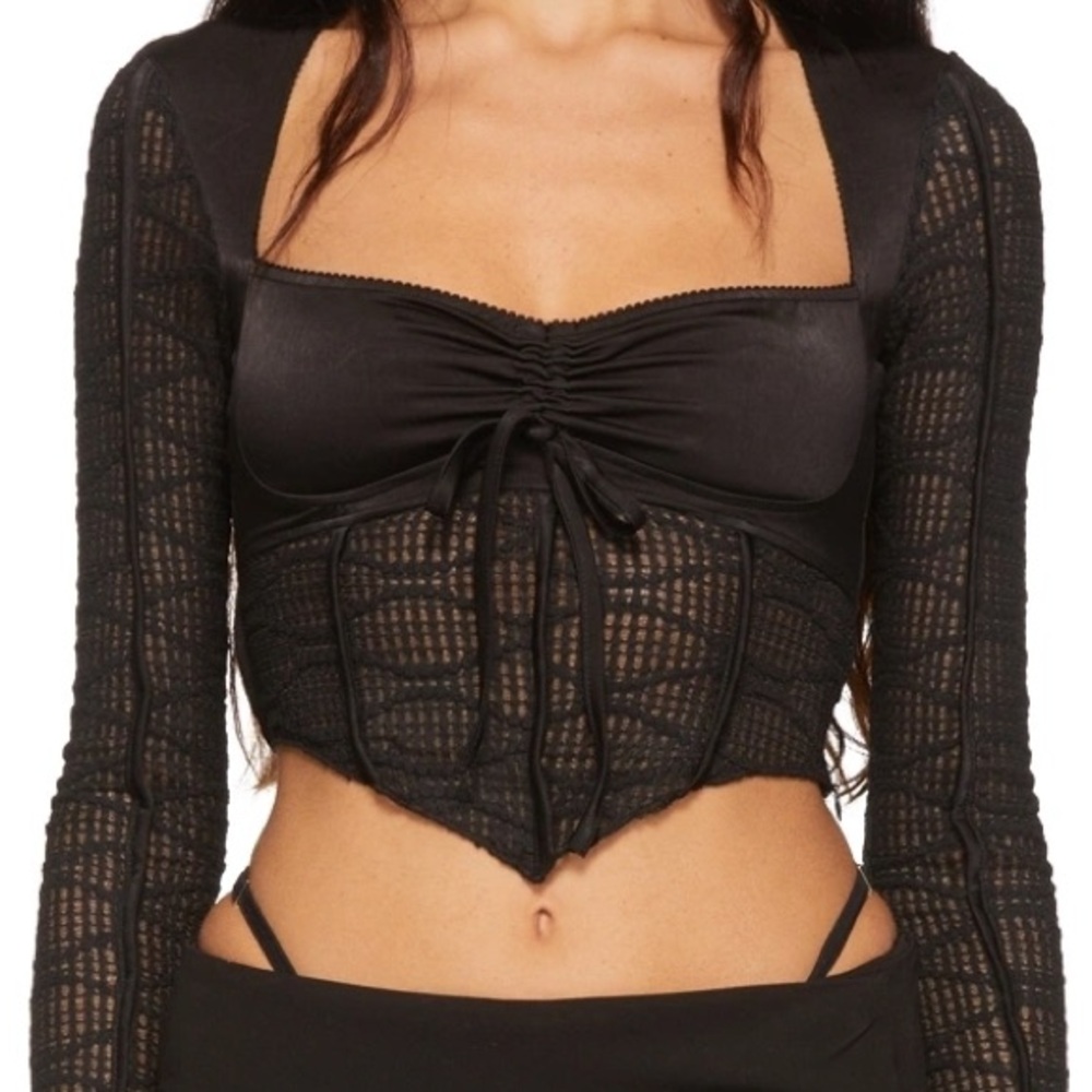 Danielle Guizio Black Ruched Blouse